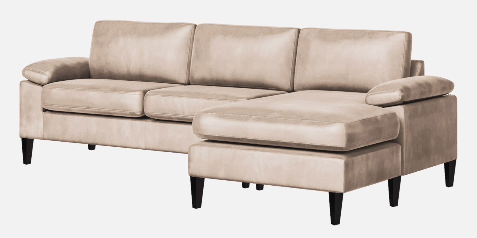 Vegas Velvet LHS Sectional Sofa (3+Lounger) In Camel Beige Colour