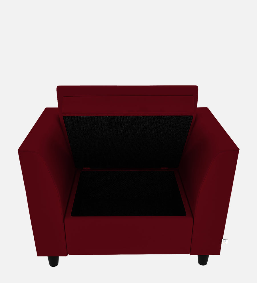 Bristo Velvet 1 Seater Sofa In Cherry Red Colour With Storage - Febonic Living