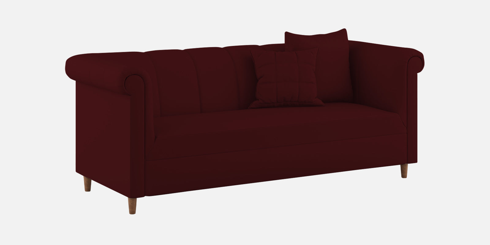 Rubi Velvet 3 Seater Sofa in Dark Maroon Colour