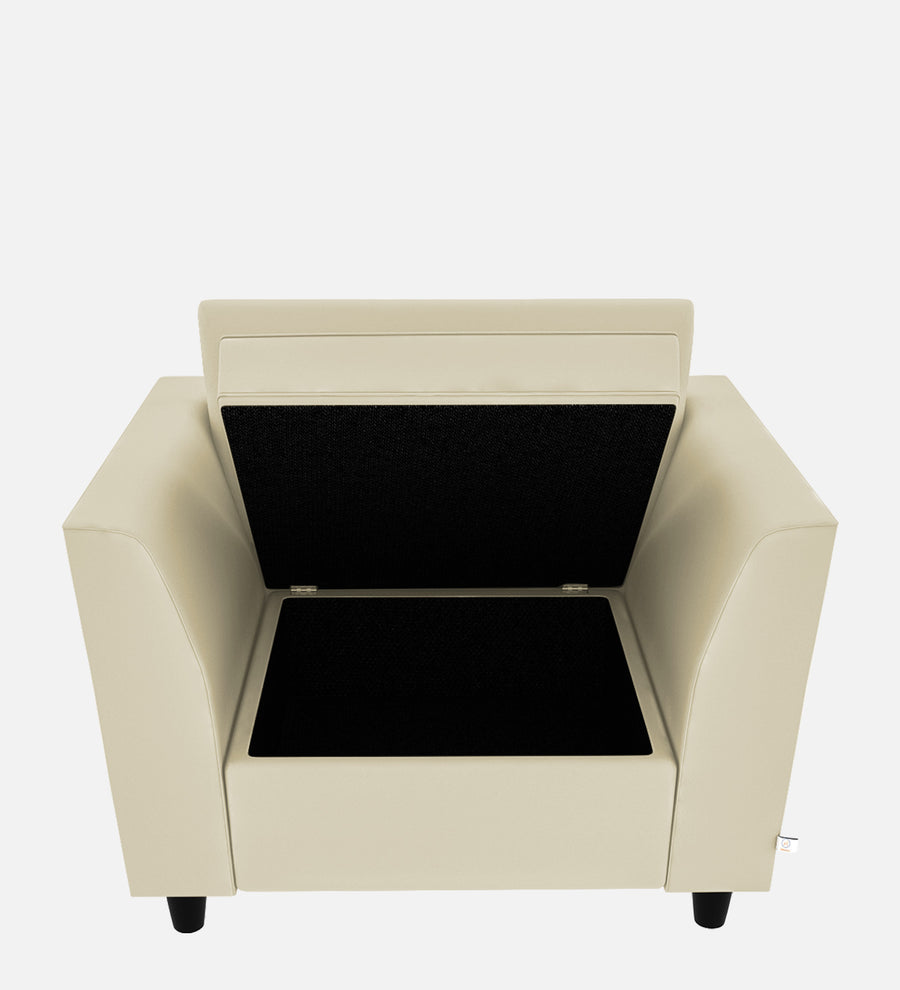 Bristo Velvet 1 Seater Sofa In Warm White Colour With Storage - Febonic Living