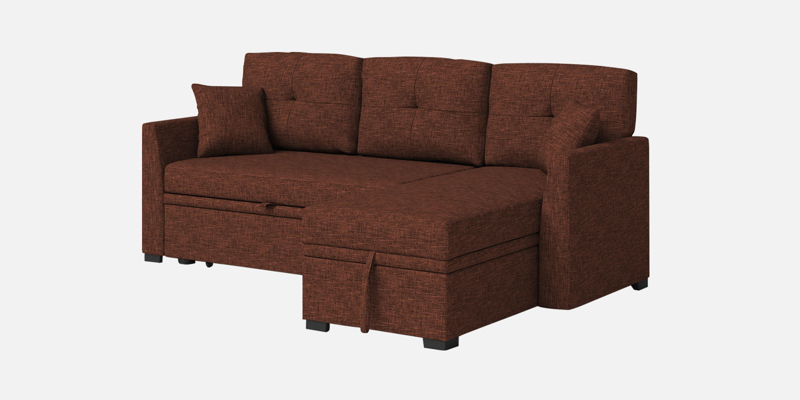 Jody Fabric 3 Seater Pull Out Sofa Cum Bed In Coffee Brown Colour