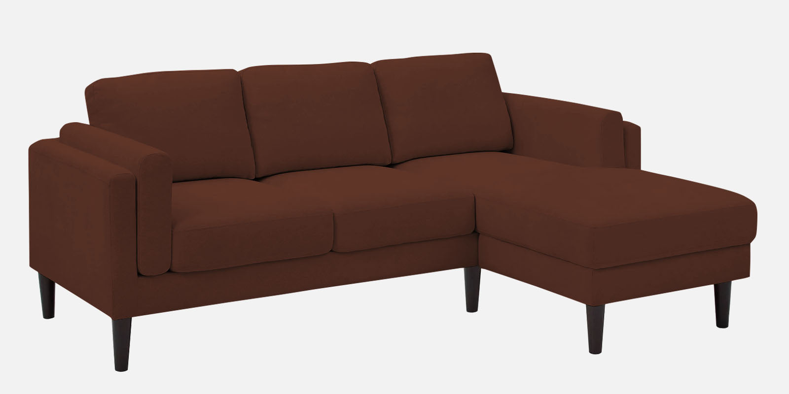 Creata Fabric LHS Sectional Sofa (2+Lounger) in Coffee Brown Colour by Febonic