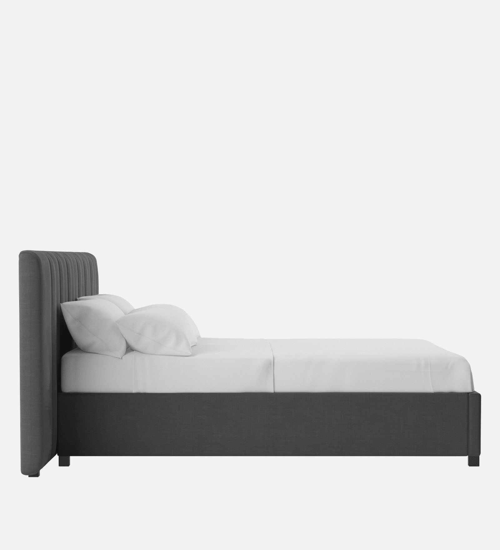 Nora Fabric Queen Size Bed In Charcoal Grey Colour