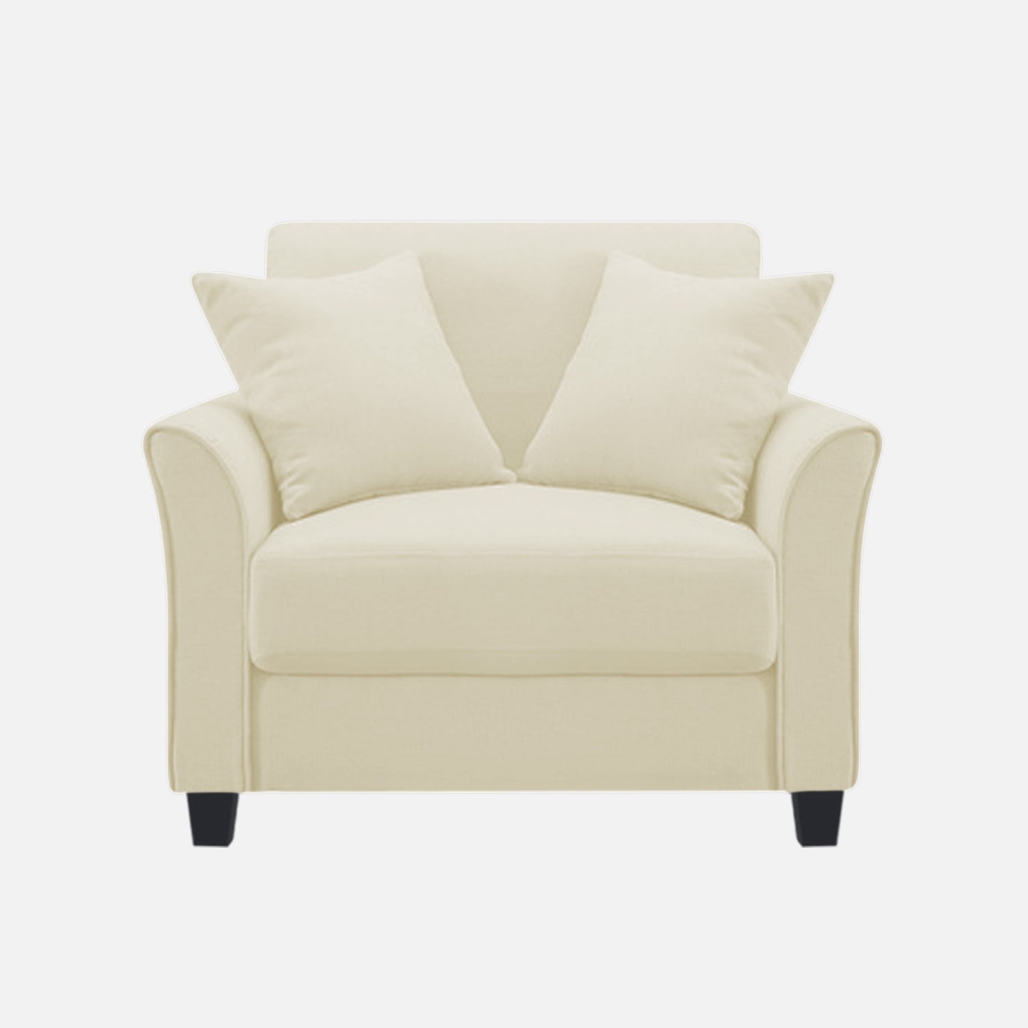 Daroo Velvet 1 Seater Sofa In Warm White Colour