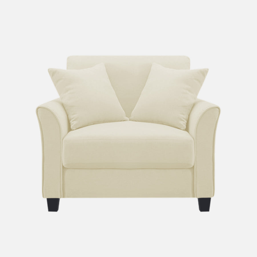 Daroo Velvet 1 Seater Sofa In Warm White Colour - Febonic Living