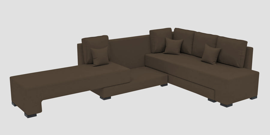 Corby Velvet Rhs 6 Seater Convertible Sofa Cum Bed In Shade Brown Colour - Febonic Living