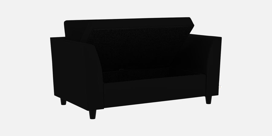 Bristo Velvet 2 Seater Sofa In Adam Black Colour With Storage - Febonic Living