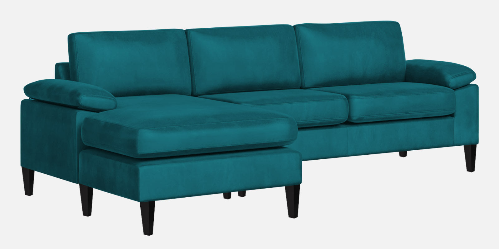 Vegas Velvet RHS Sectional Sofa (3+Lounger) In Pine Green Colour