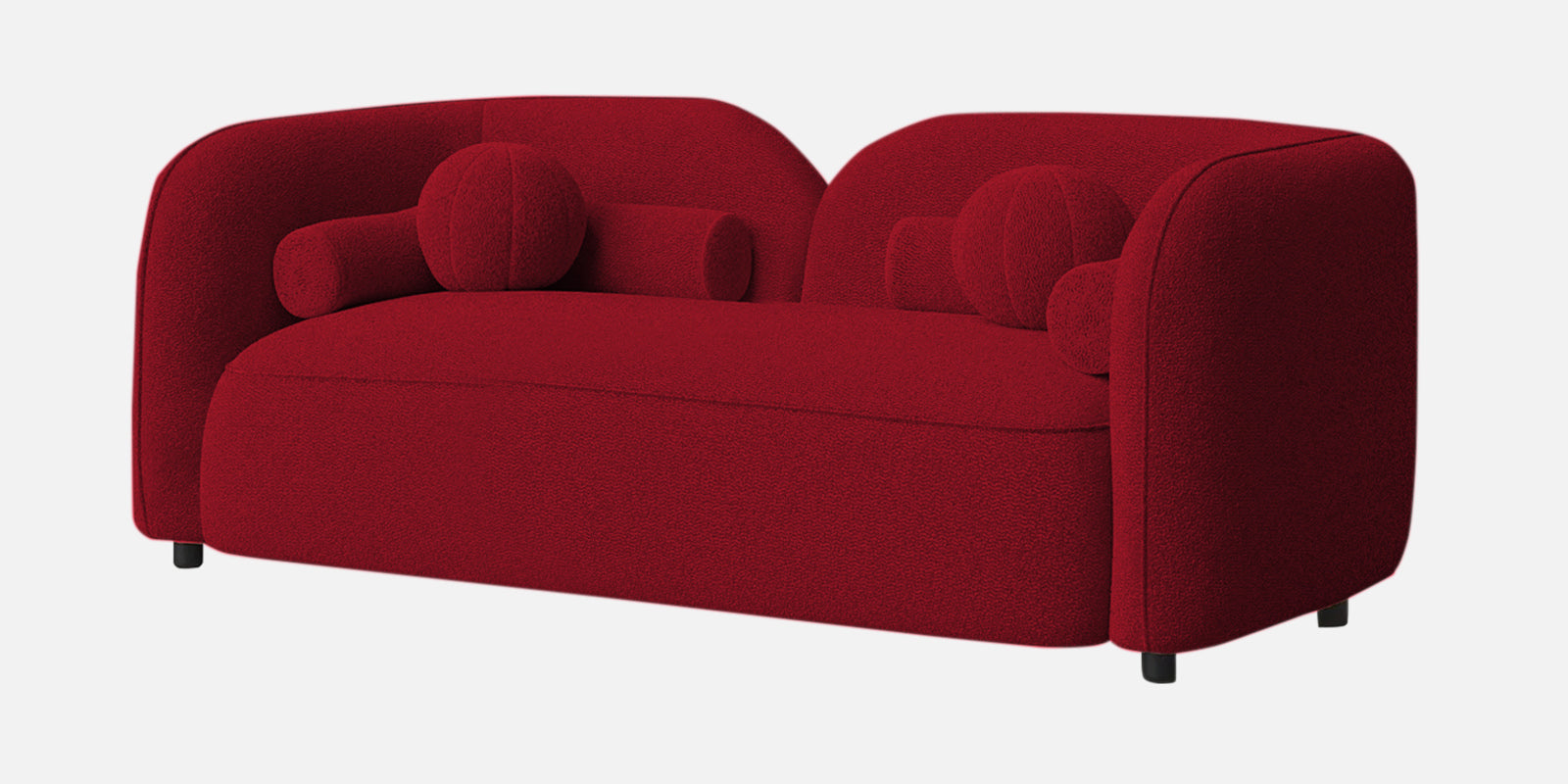 Corny Fur Fabric 2 Seater Sofa in Candy Red Colour