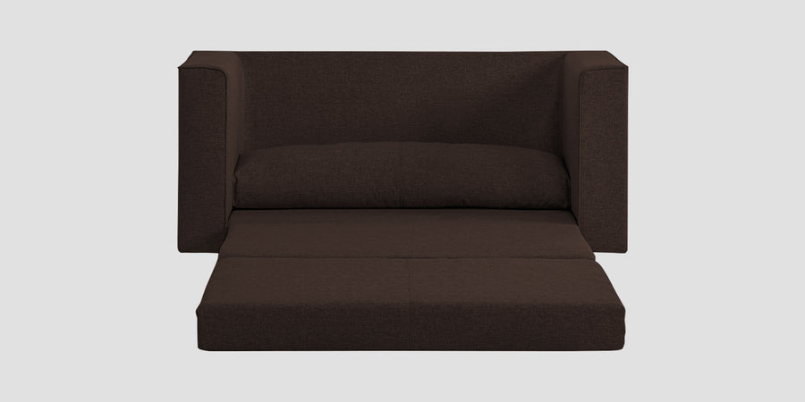 Kenia Fabric 3 Seater Foldable Sofa Cum Bed In Coffee Brown Colour - Febonic Living