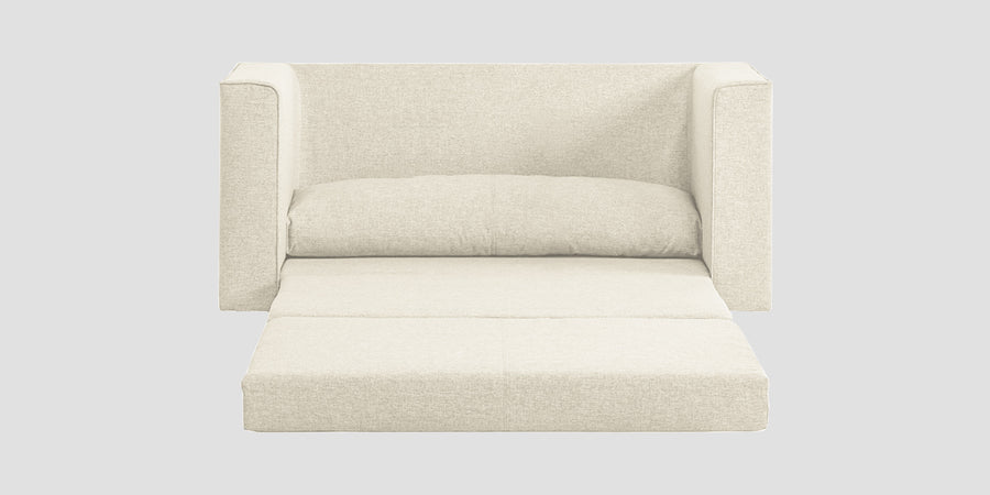 Kenia Fabric 3 Seater Foldable Sofa Cum Bed In Ivory Cream Colour - Febonic Living