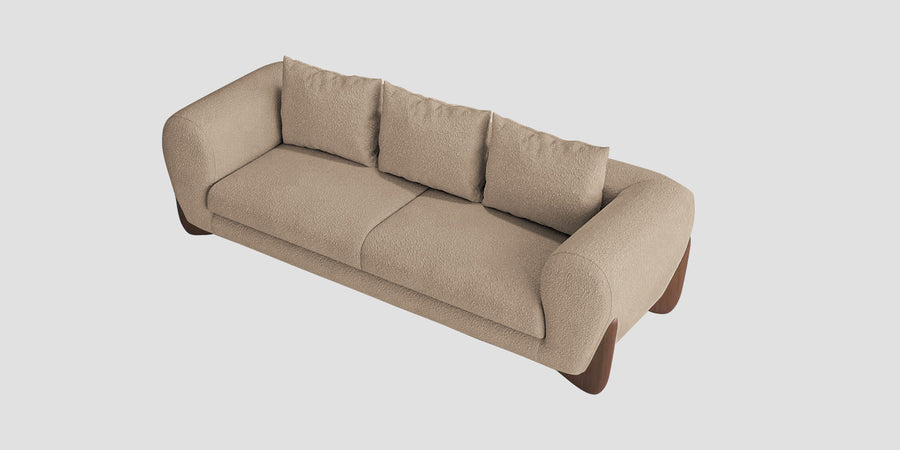 Boko Boucle 3 Seater Sofa In Mushroom Beige Colour - Febonic Living