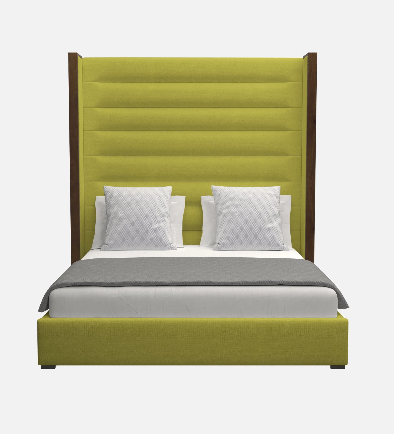 Sunny Fabric King Size Bed In Parrot Green Colour