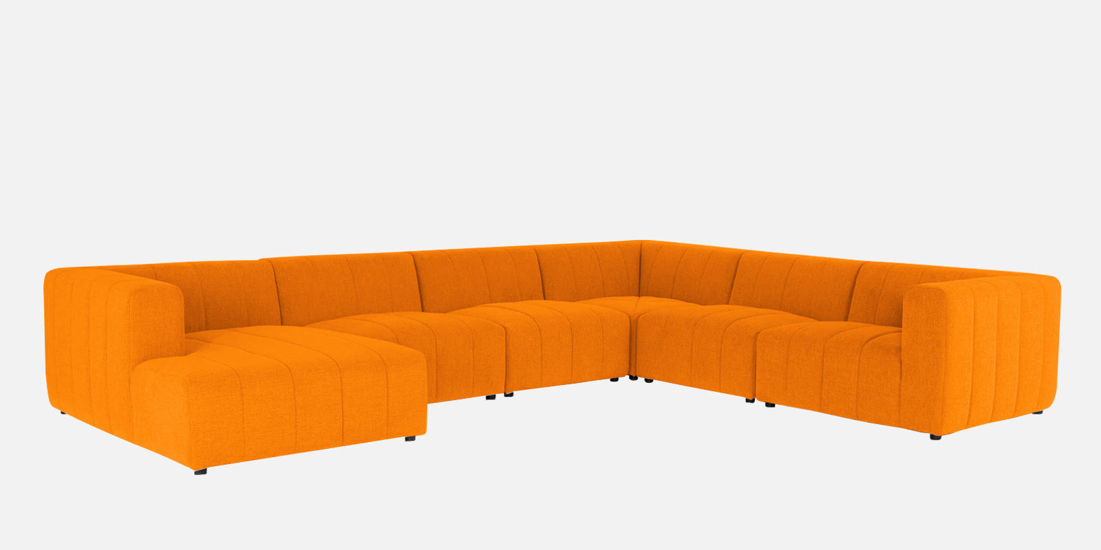 Damo Fabric RHS 8 Seater Sectional Sofa In Vivid Orange Colour