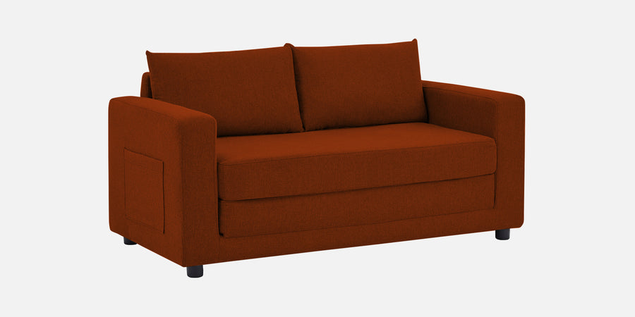 Roman Fabric 3 Seater Foldable Sofa Cum Bed In Burnt Orange Colour With Usb Port - Febonic Living