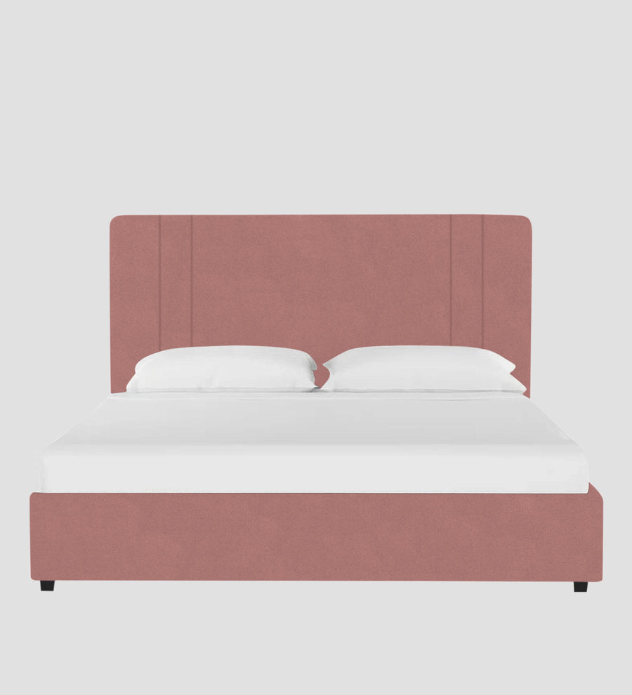 Asyra Velvet Upholstered King Size Bed In Blush Pink Colour With Box Storage - Febonic Living