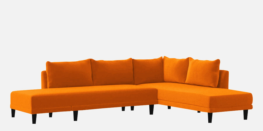 Ira Fabric Lhs 6 Seater Convertible Sofa Cum Bed In Vivid Orange Colour - Febonic Living