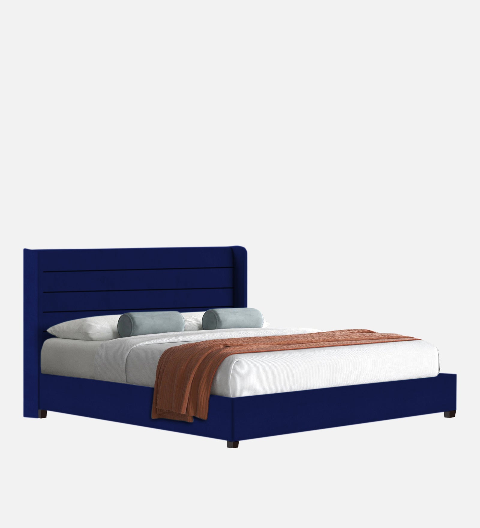 Caliya Velvet King Size Bed In Imperial blue Colour