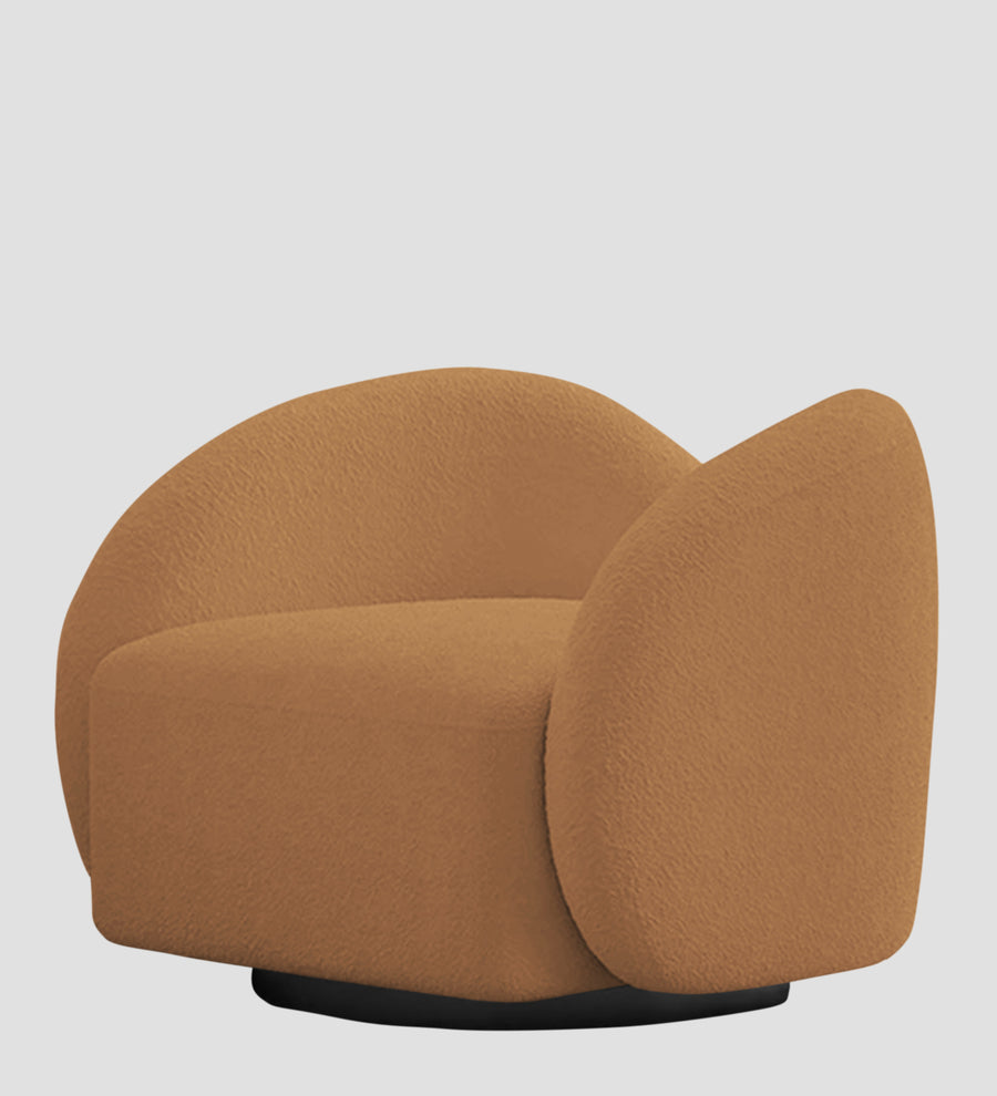 Miles Boucle Fabric Swivel Chair In Daisy Yellow Colour - Febonic Living