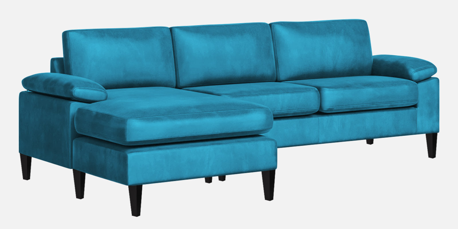 Vegas Velvet RHS Sectional Sofa (3+Lounger) In Aqua blue Colour