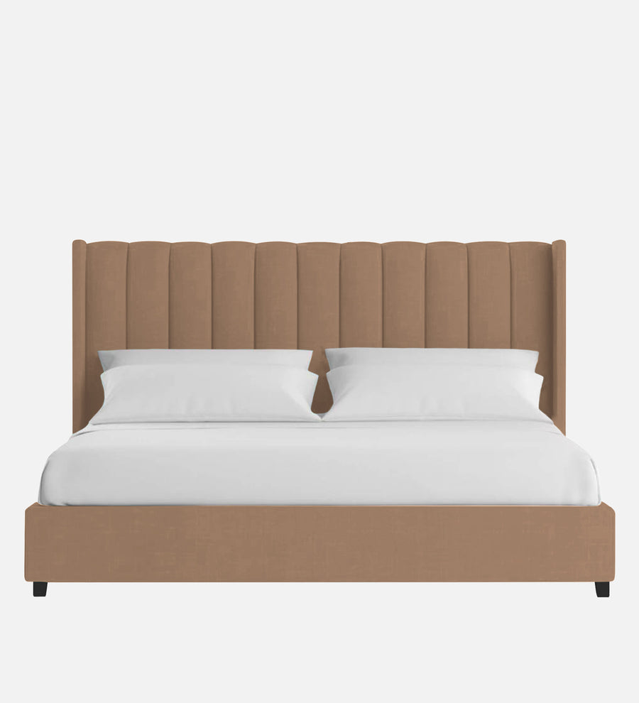 Colina Fabric Upholstered King Size Bed In Cosmic Beige Colour With Box Storage - Febonic Living