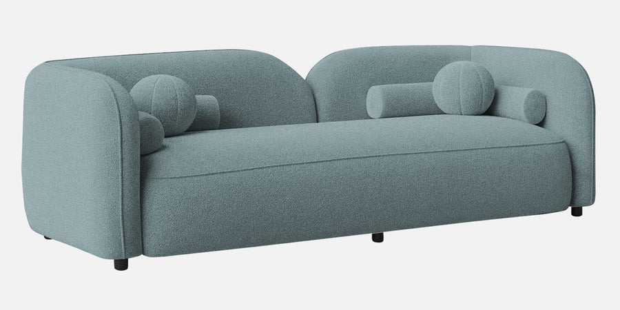 Corny Boucle Fabric 3 Seater Sofa In Stormy Blue Colour - Febonic Living