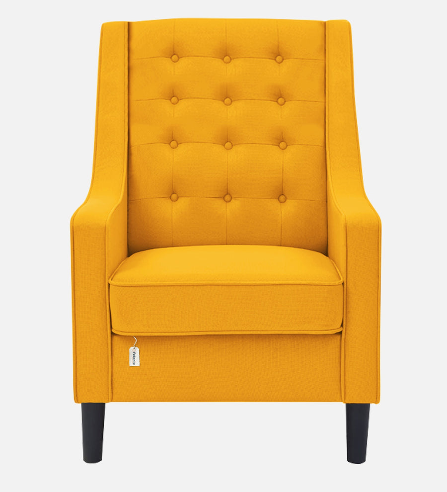 Sona Fabric Barrel Chair With Ottoman In Bold Yellow Colour - Febonic Living