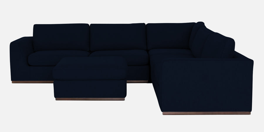 Freedom Velvet 6 Seater Rhs Corner Sofa In Dark Blue Colour With Ottoman - Febonic Living