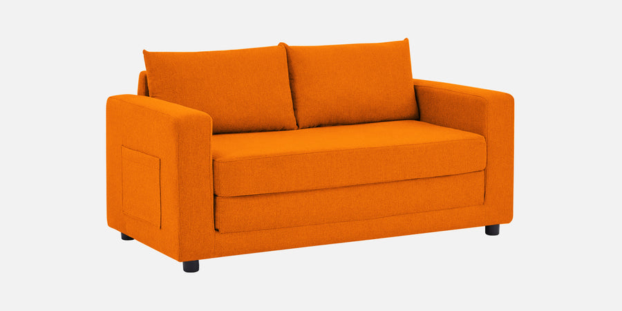 Roman Fabric 3 Seater Foldable Sofa Cum Bed In Vivid Orange Colour With Usb Port - Febonic Living