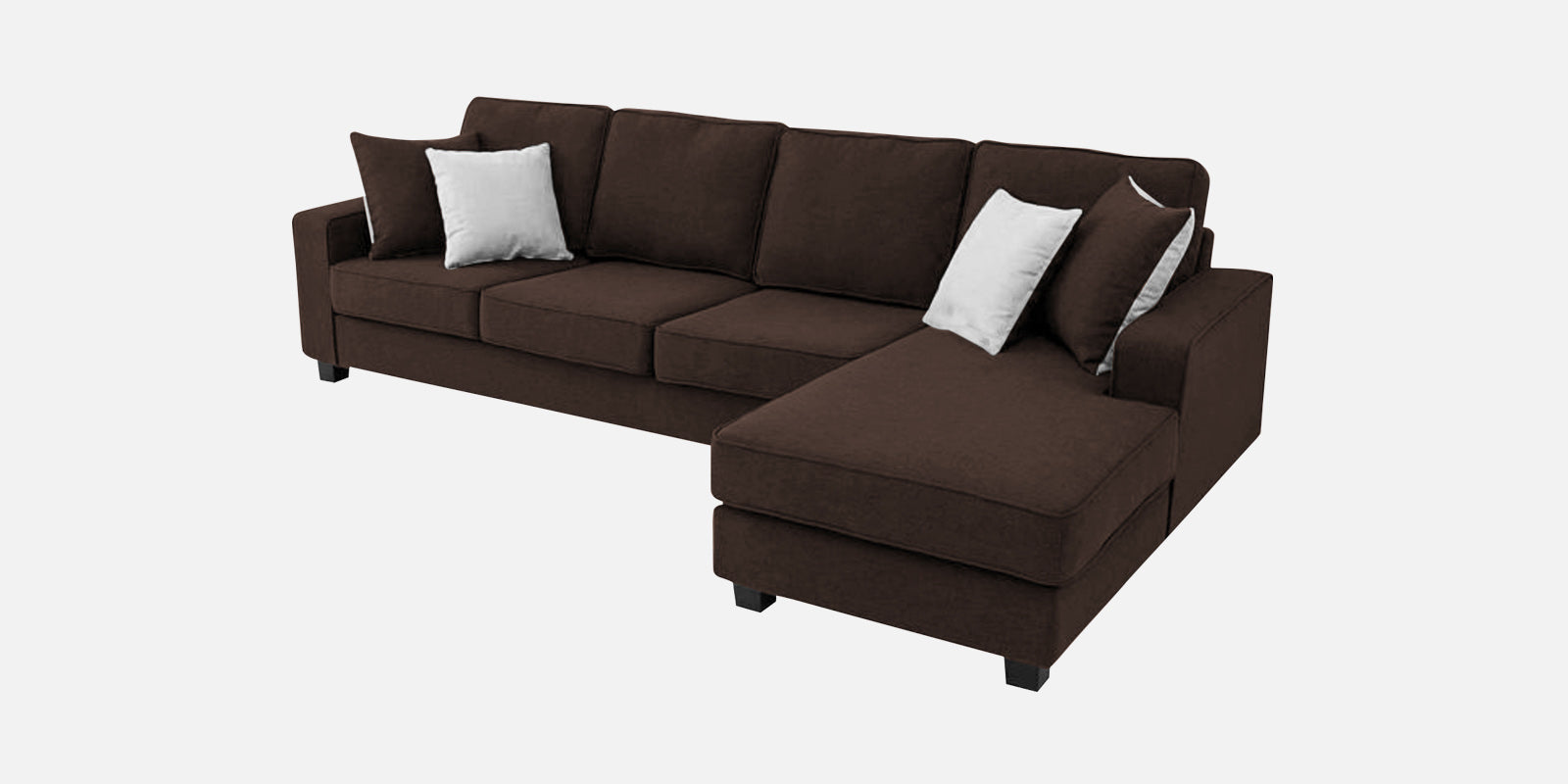 Ladybug Fabric LHS Sectional Sofa (3+Lounger) In Coffee Brown Colour