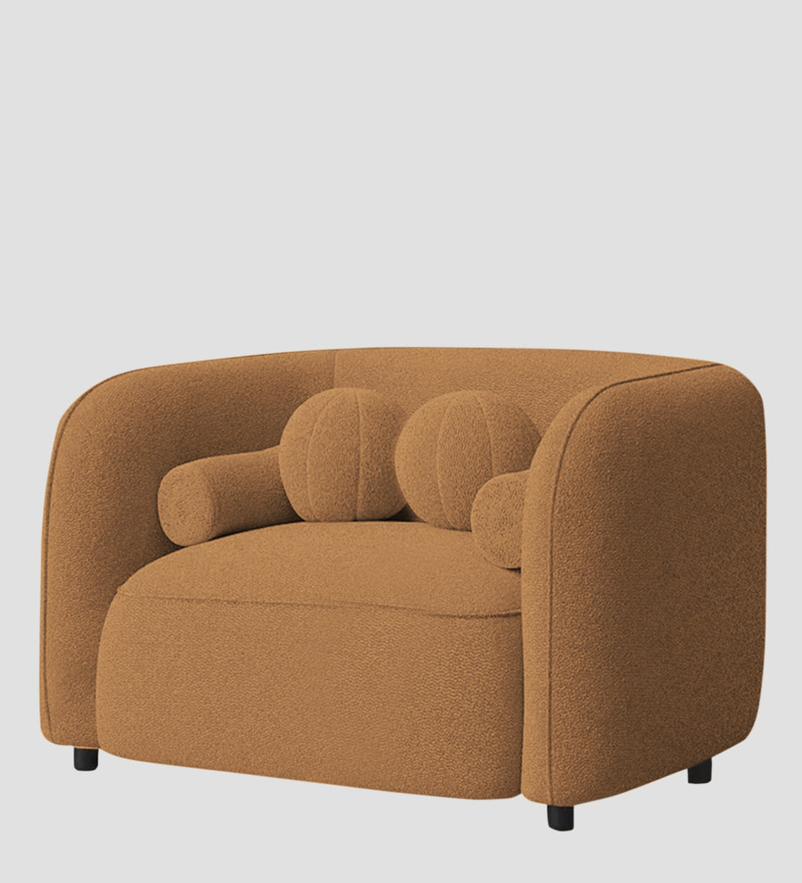 Corny Boucle Fabric 1 Seater Sofa In Daisy Yellow Colour - Febonic Living