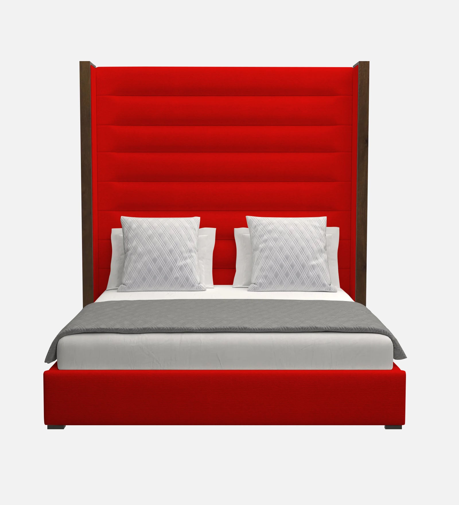 Sunny Fabric King Size Bed In Ruby Red Colour