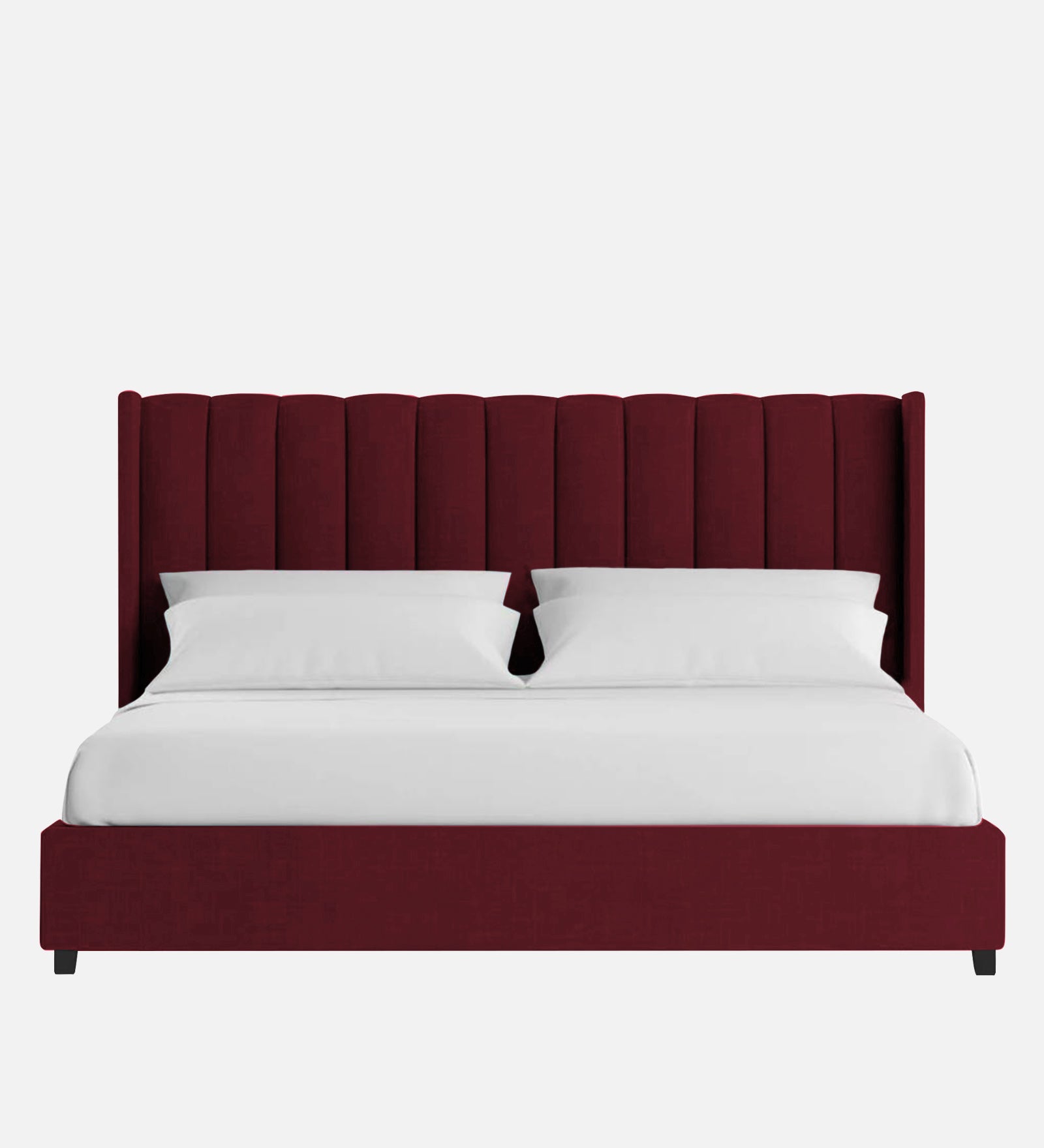 Colina Fabric Queen Size Bed In Blood Maroon Colour With Box Storage