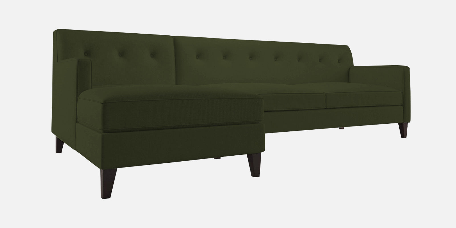 Miller Fabric RHS Sectional Sofa (3+Lounger) in Olive Green Colour