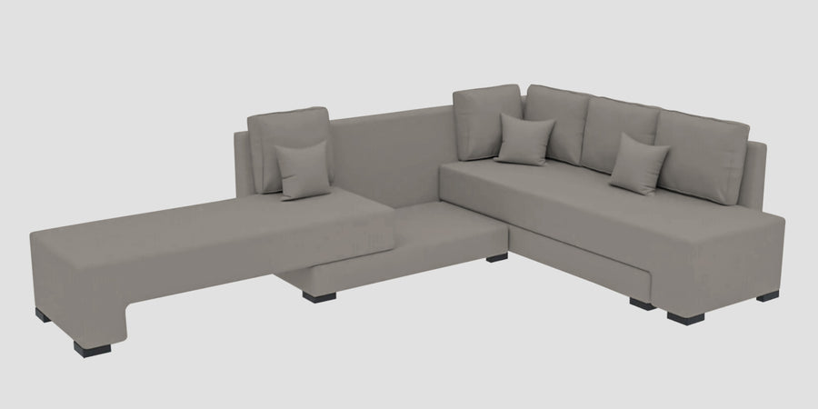 Corby Velvet Rhs 6 Seater Convertible Sofa Cum Bed In Echo Grey Colour - Febonic Living