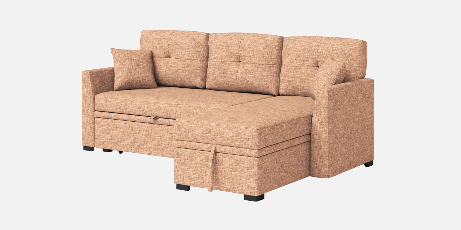 Jody Fabric 3 Seater Pull Out Sofa Cum Bed In Cosmic Beige Colour