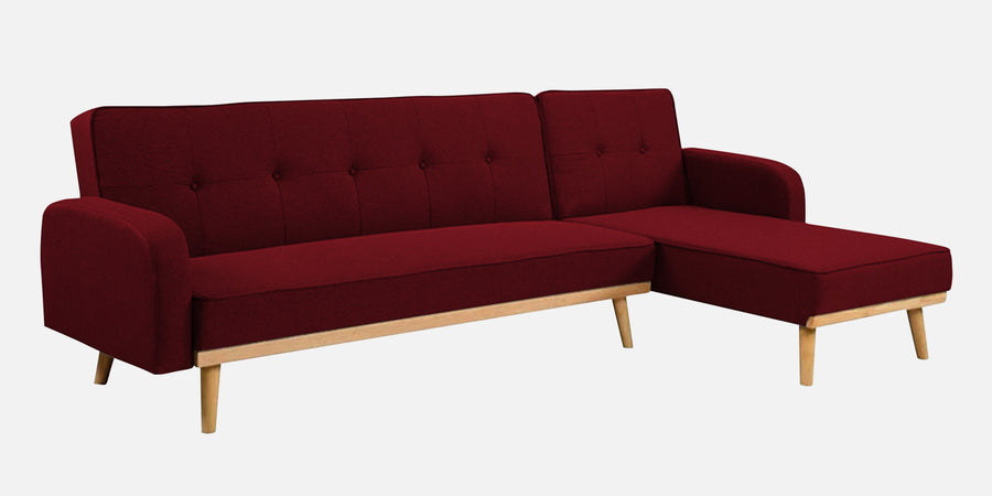 Zuno Fabric Rhs Convertible Sofa Cum Bed In Ruby Red Colour - Febonic Living