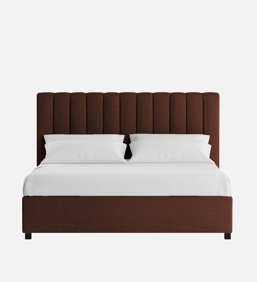 Nivi Fabric Upholstered Queen Size Bed In Coffee Brown Colour With Drawer Storage - Febonic Living