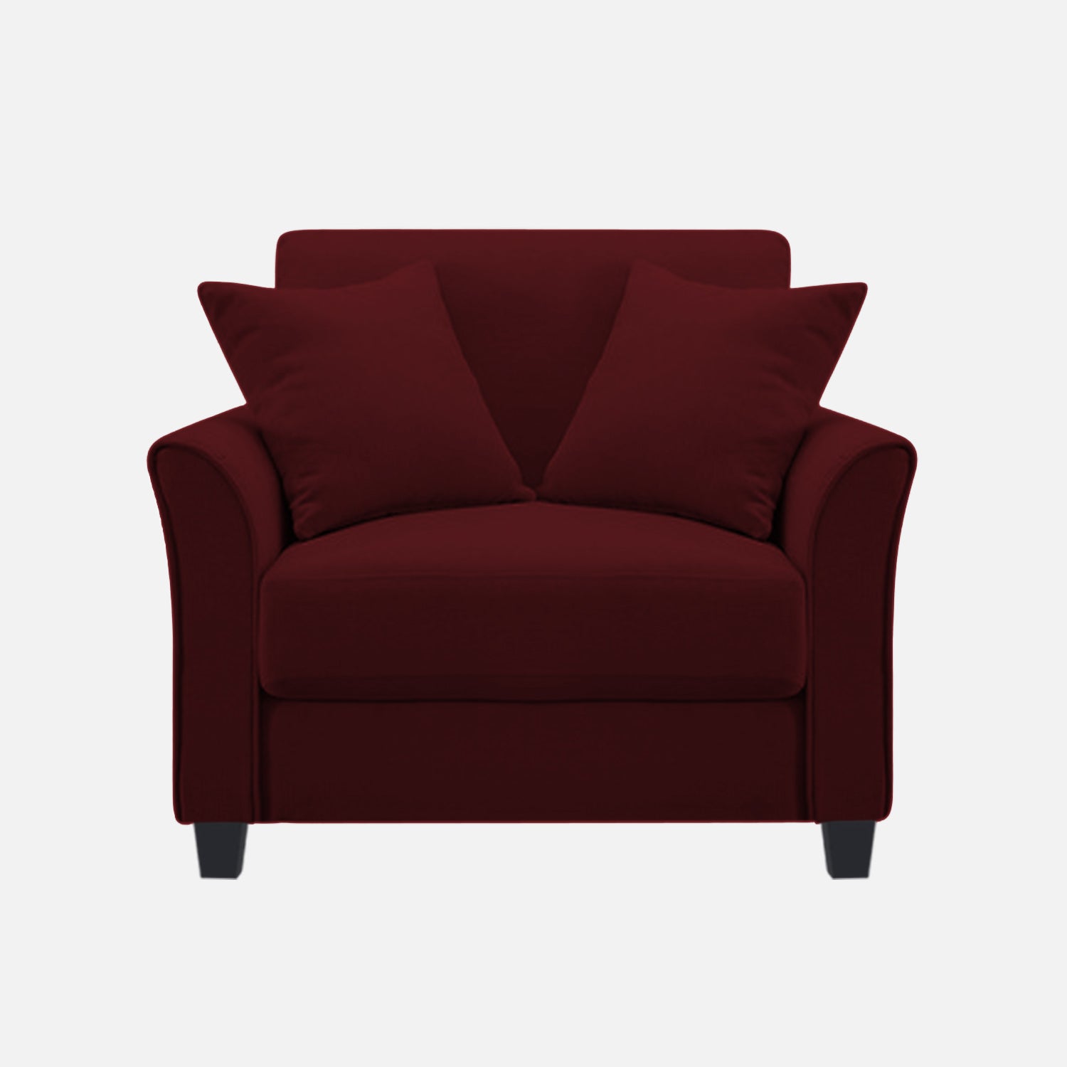 Daroo Velvet 1 Seater Sofa In Dark Maroon Colour