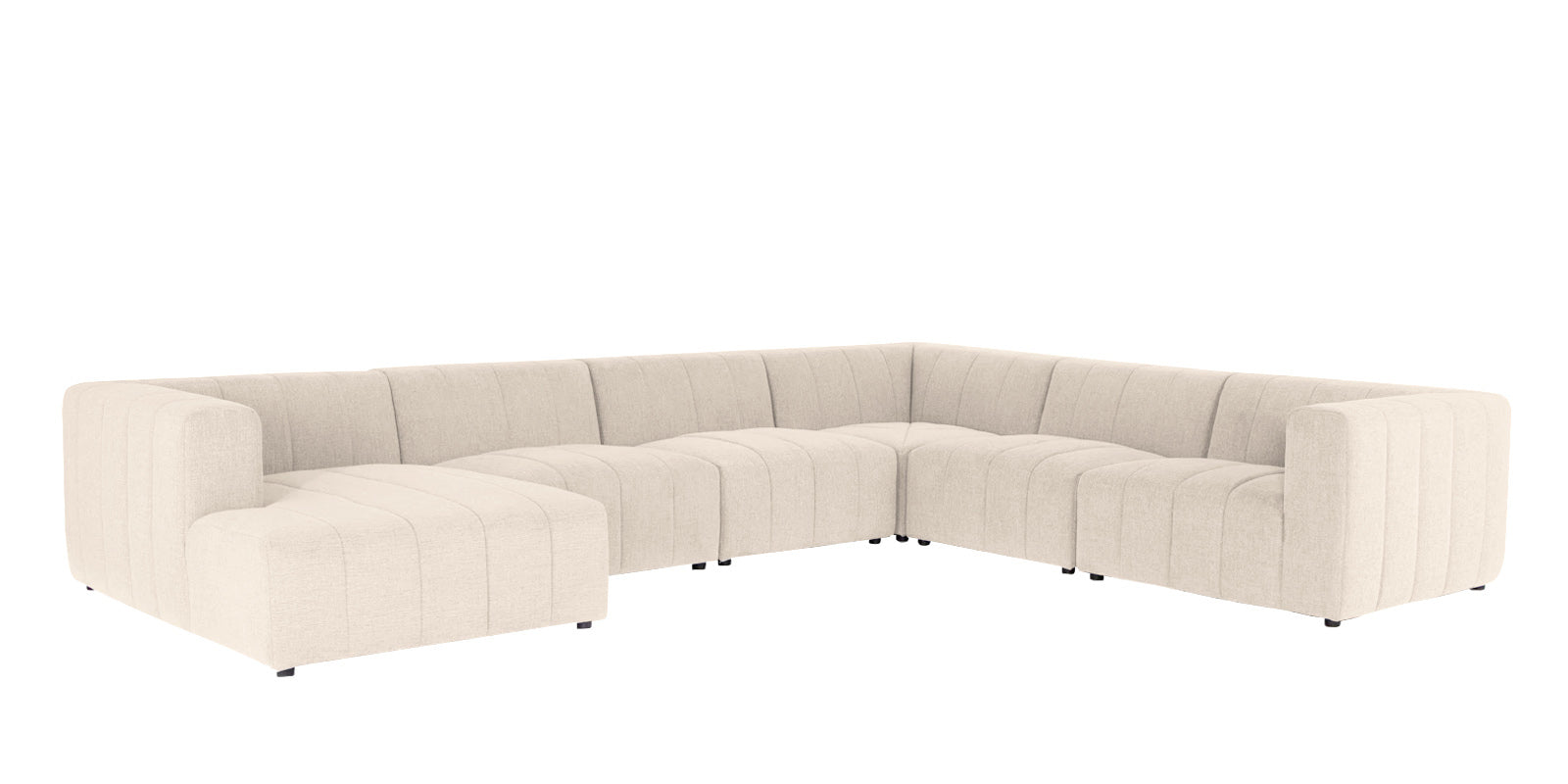 Damo Fabric RHS 8 Seater Sectional Sofa In Ivory Beige Colour