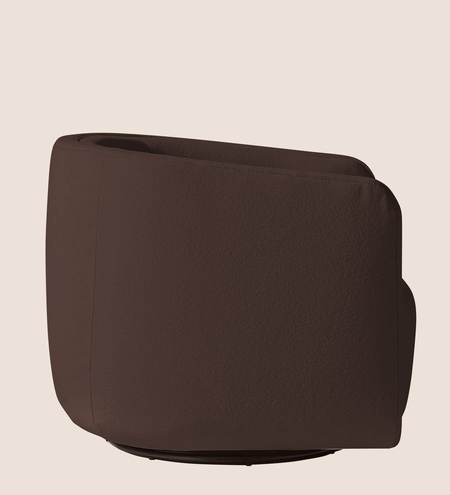 Ria Fabric Swivel Chair In Caramel Brown Colour - Febonic Living