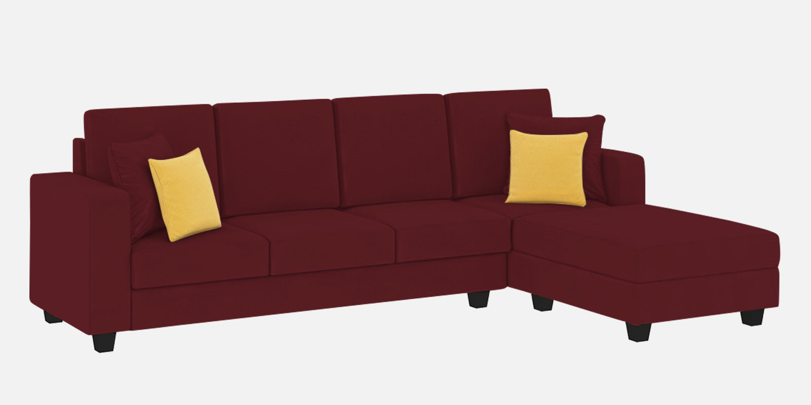 Nabi Fabric LHS Sectional Sofa (3 + Lounger) In Blood Maroon Colour