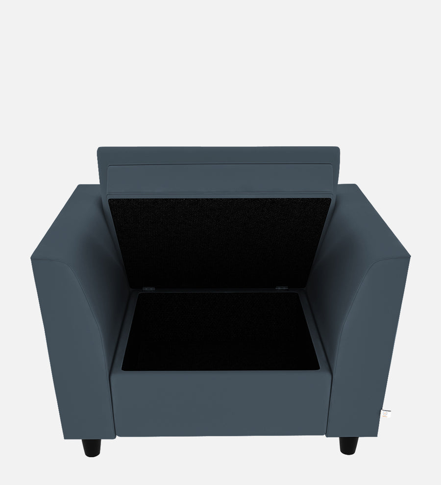 Bristo Velvet 1 Seater Sofa In Oxford Blue Colour With Storage - Febonic Living