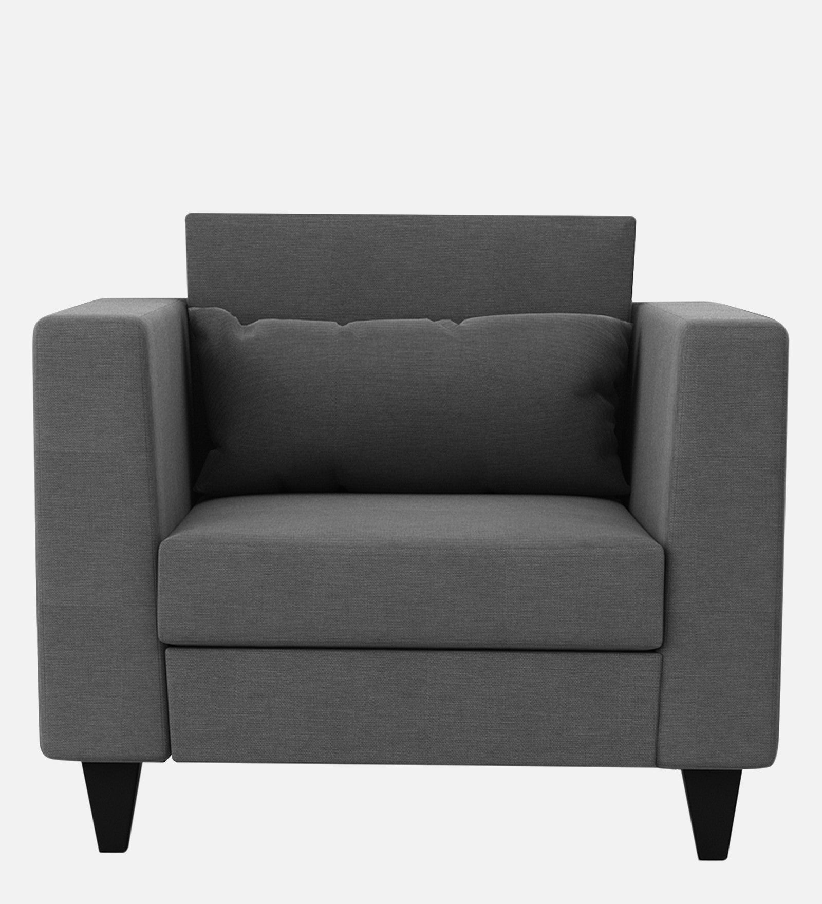 Nipul Fabric 1 Seater Sofa in Charcoal Grey Colour