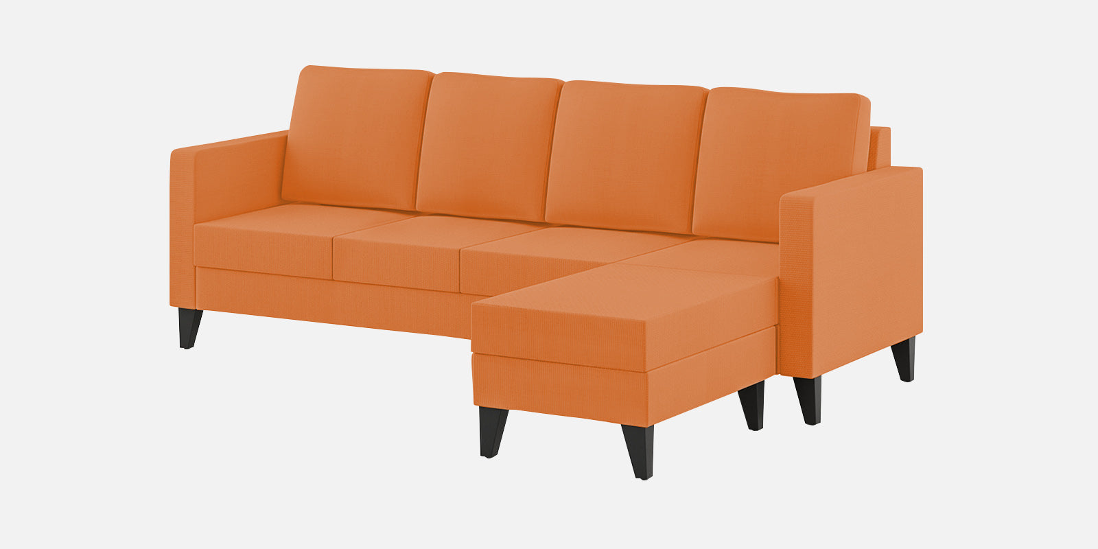 Nori Fabric LHS Sectional Sofa (3 + Lounger) In Dark Orange Colour