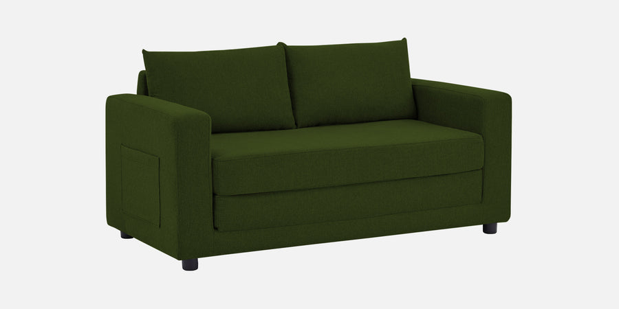 Roman Fabric 3 Seater Foldable Sofa Cum Bed In Olive Green Colour With Usb Port - Febonic Living