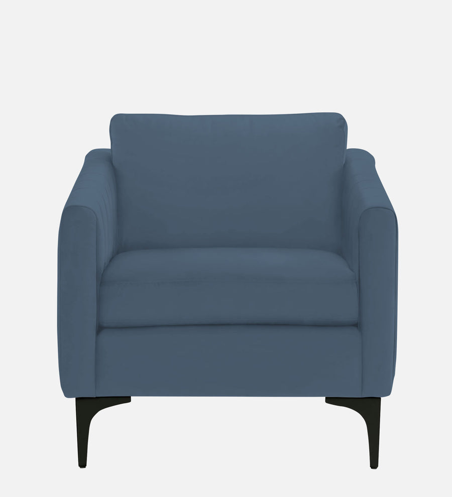 Haru Velvet 1 Seater Sofa In Oxford Blue Colour - Febonic Living