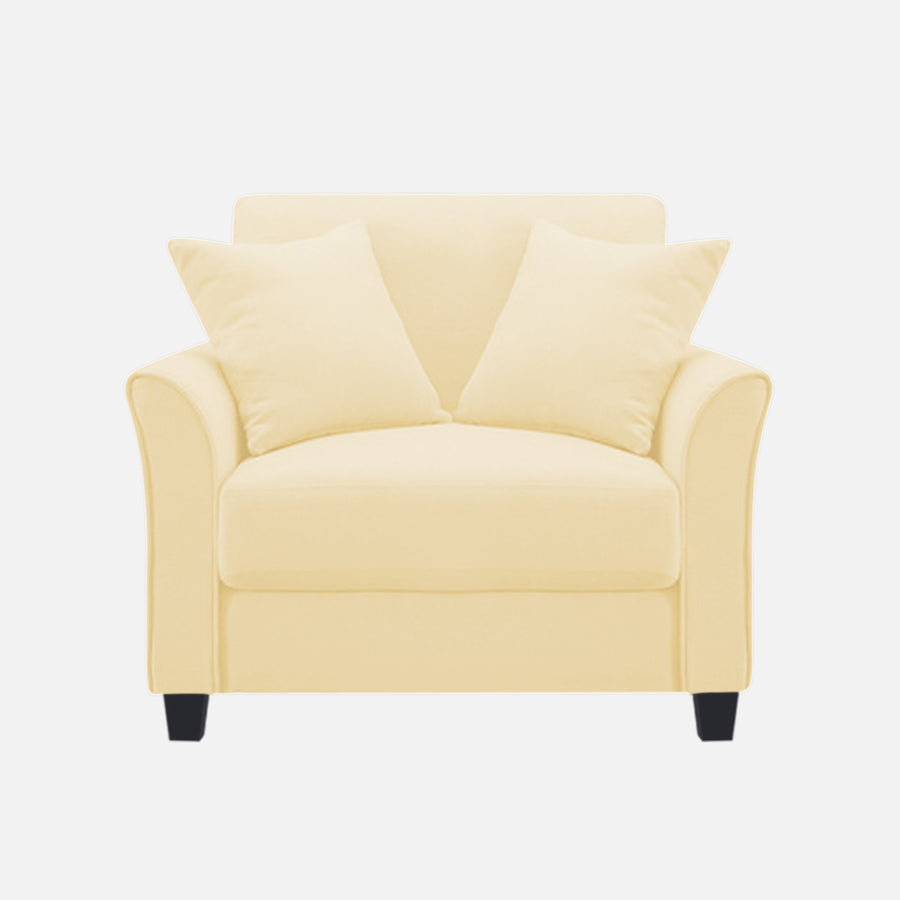 Daroo Velvet 1 Seater Sofa In Sandy Beige Colour - Febonic Living