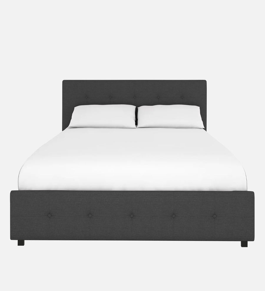 Lido Fabric Upholstered Queen Size Bed In Charcoal Grey Colour With Drawer Storage - Febonic Living
