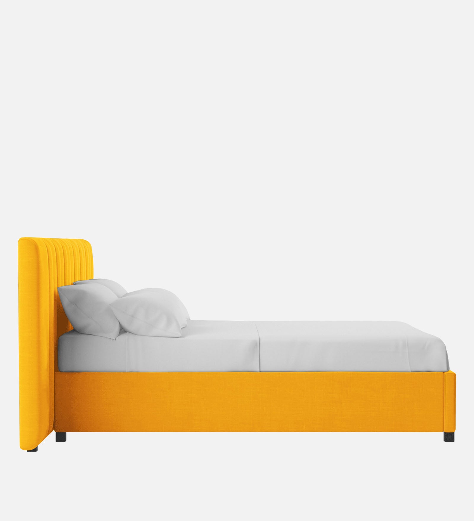 Nora Fabric Queen Size Bed In Bold Yellow Colour